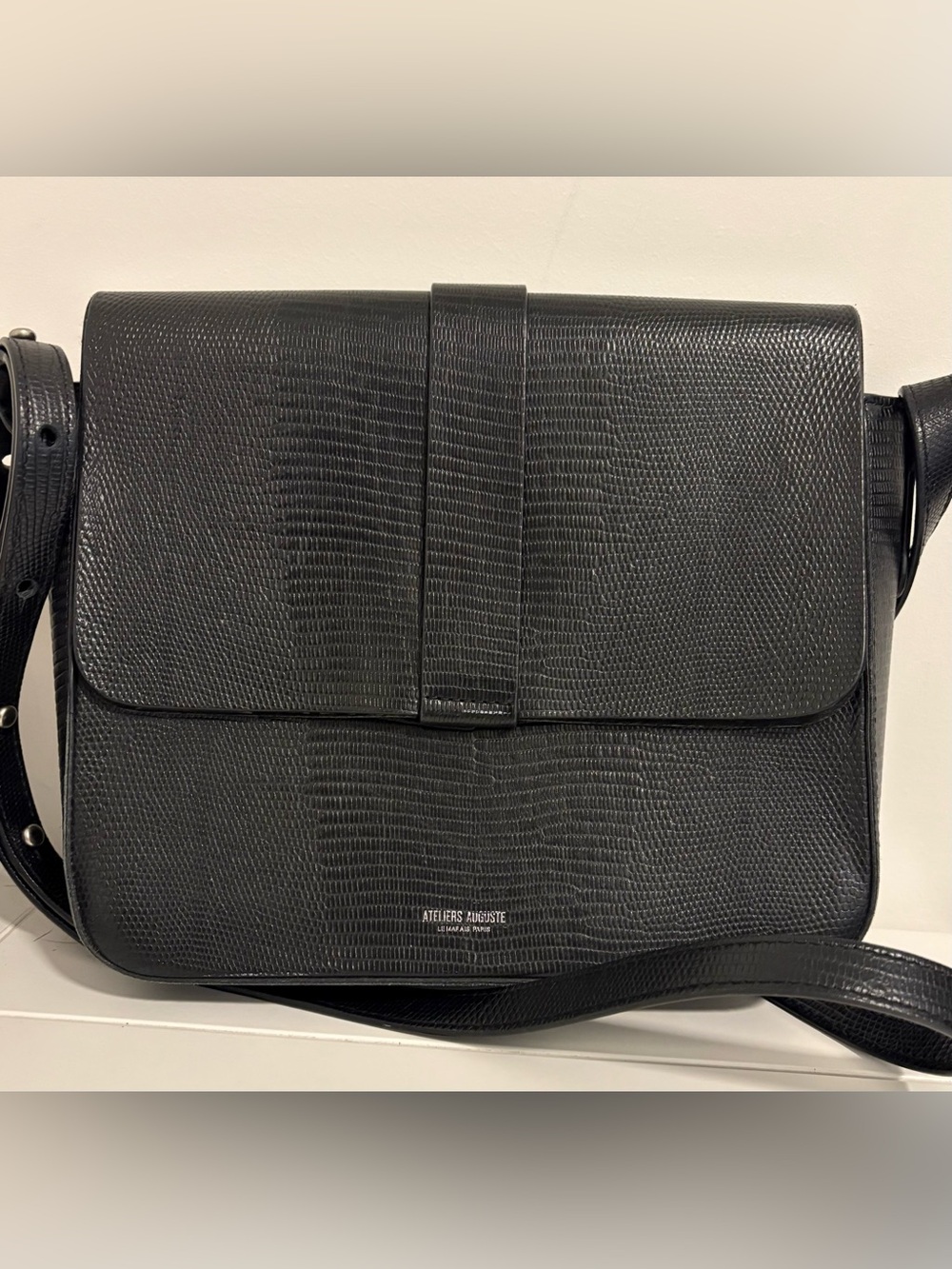 Ateliers Auguste Monceau Black Textured Leather Crossbody Bag